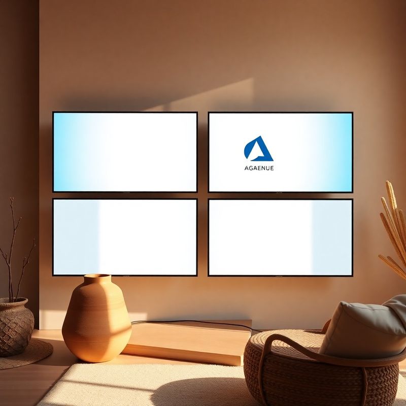 Mockup di identità di brand su più schermi in palette azzurra e bianca