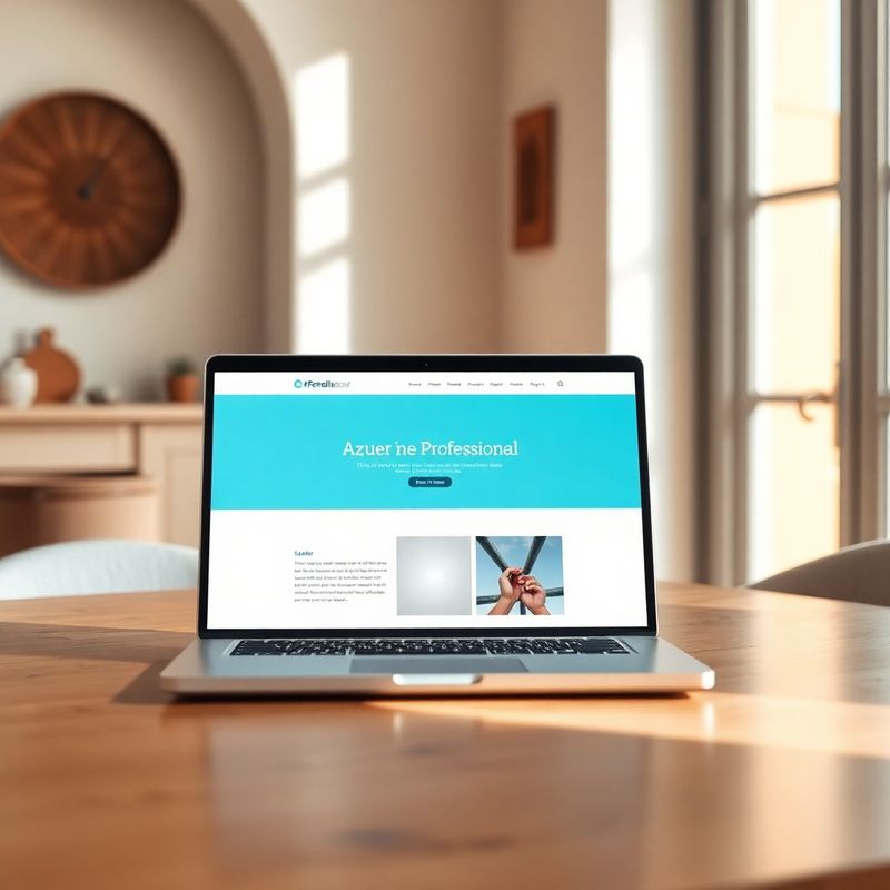Sito web professionale mostrato su laptop con palette azzurra